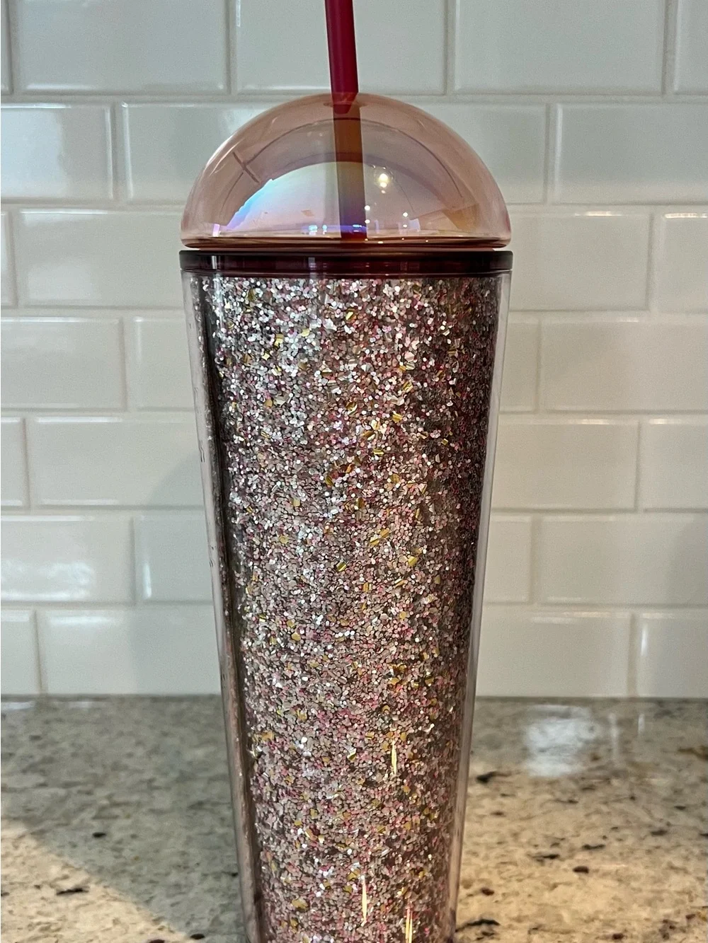 Starbucks Pink Glitter bubble dome tumbler-NWT